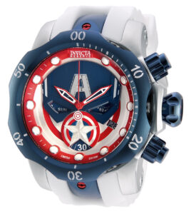 Invicta Marvel Capitan America Swiss Ronda Z60 calibre - 53,7 mm, blanco, rojo, azul oscuro