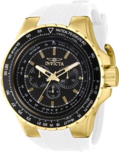 Invicta Aviator Reloj movimiento de Blanco Y Dorado 50mm